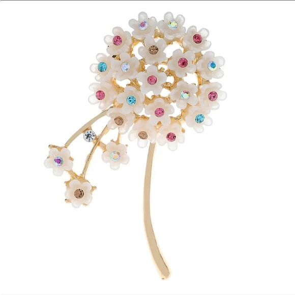 WHITE FLOWER BROOCH - Picture 1 of 3
